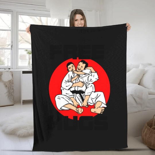 Free hug with text 'Free' Hugs Fleece Blankets