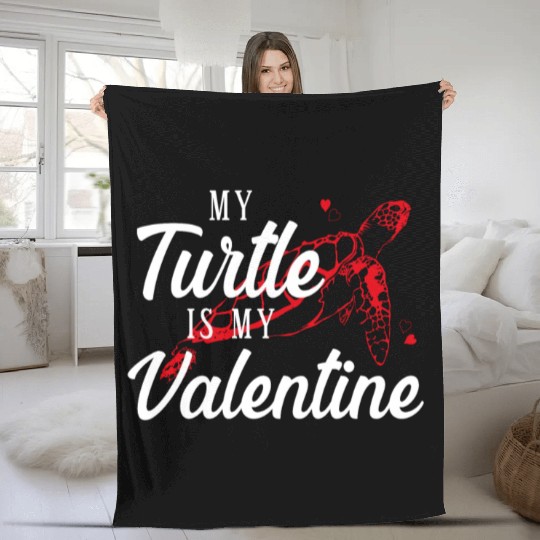 Sea Turtle Tortoise Valentines Day Fleece Blankets