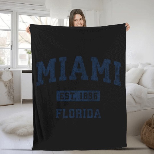 Miami Florida Fl Athletic Sports Fleece Blankets