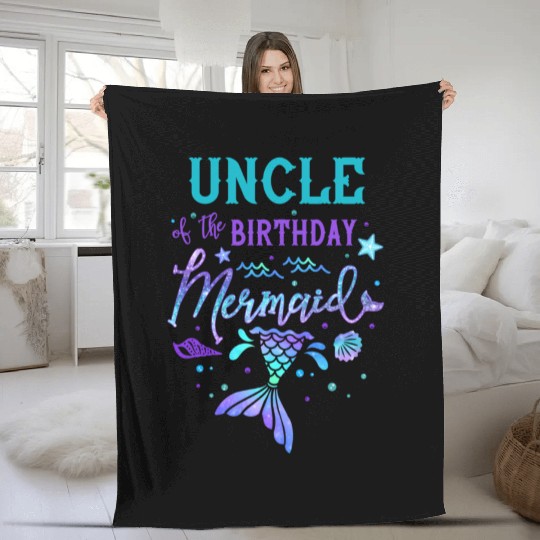 Uncle Of The Mermaid Theme Py Squad Fleece Blankets