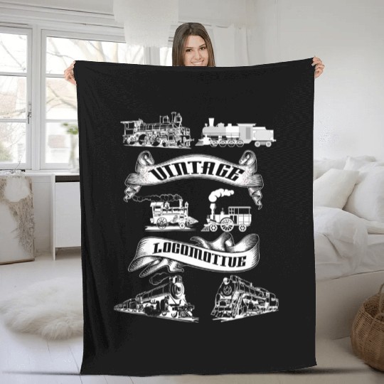 Locomotive Steam Engine Train Fleece Blankets