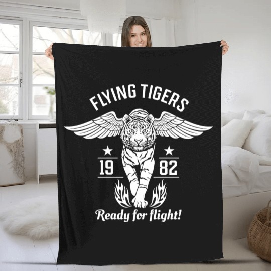 Ready for flight! Flying tigers. Fleece Blankets