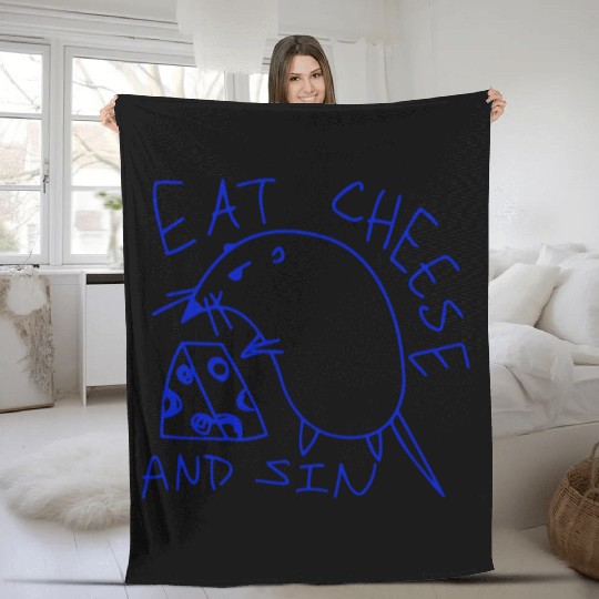 Eat cheese and sin Fleece Blankets