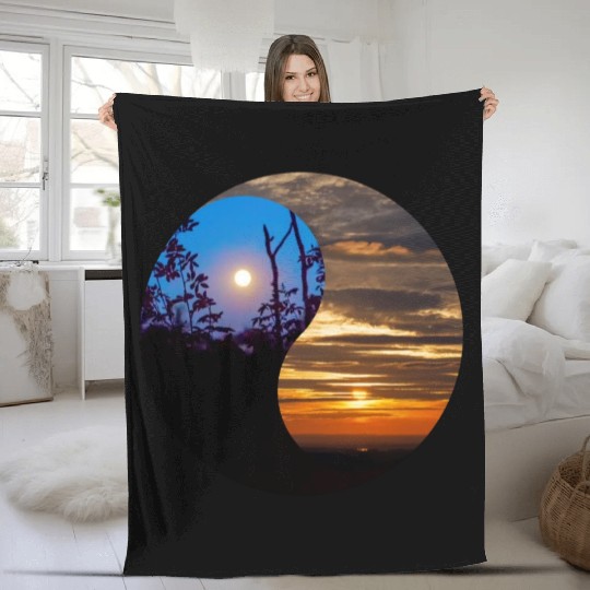 Yin and Yang of day and night in nature Fleece Blankets