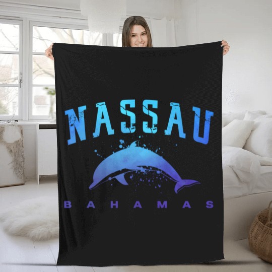sau Bahamas Beach Snorkel Scuba Diving Dolphin Fleece Blankets