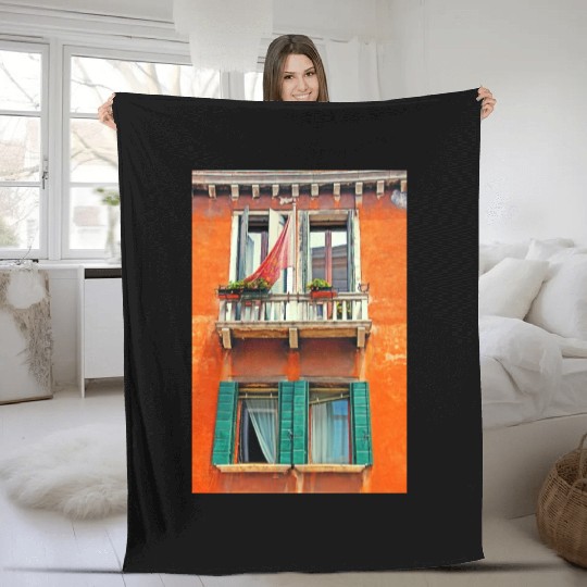 Windows of Venice Italy 9721 Fleece Blankets