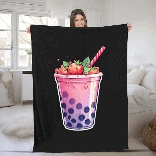 Boba Tea Design - Bubble Tea Fleece Blankets