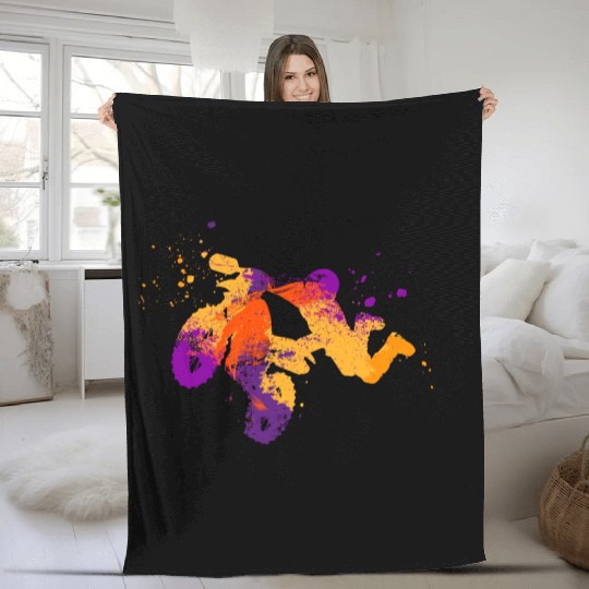 Motocross Sprung Offroad Freestyle Dirt Bike Fleece Blankets