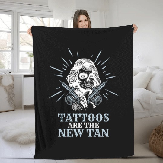 Tattoos Are The New Tan Tattoo Tattooed Fleece Blankets
