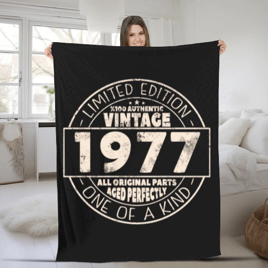 Vintage 1977 Birthday Gift Fleece Blankets