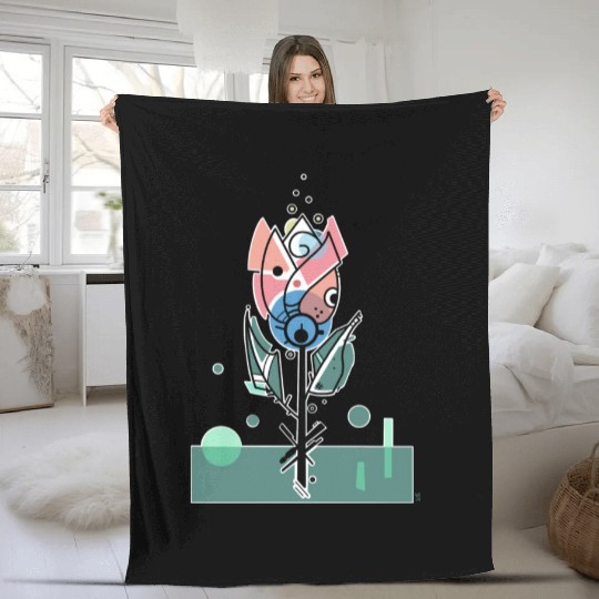 Retro Tulip Flower Fleece Blankets