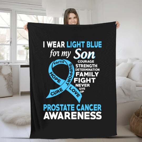 I Wear Light Blue For My Son Prostate Cancer Fleece Blankets