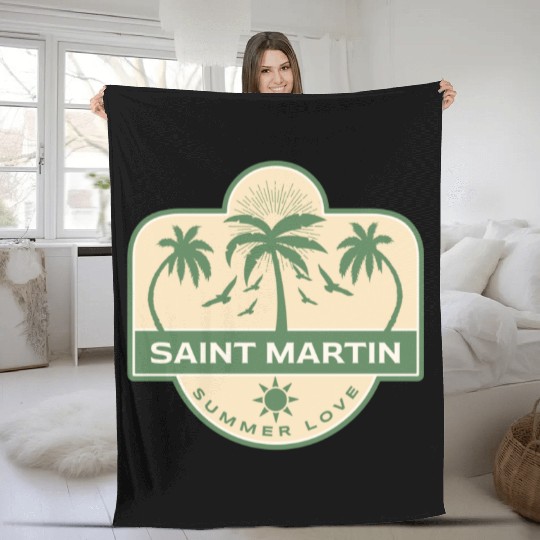 Saint Martin Caribbean Summer Love Fleece Blankets