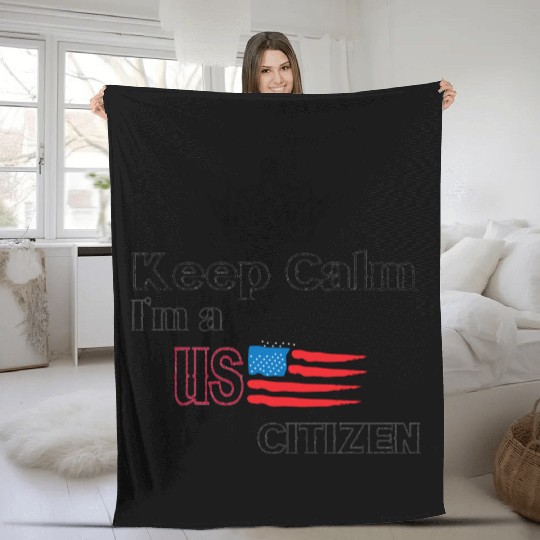 keep calm im us citizen Fleece Blankets