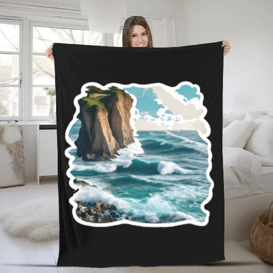 A Dramatic Coastal Scene Fleece Blankets