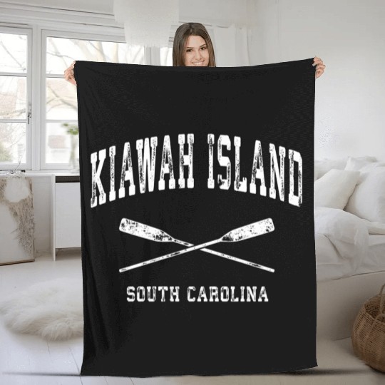 Kiawah Island South Carolina Nautical Crossed Oars Fleece Blankets
