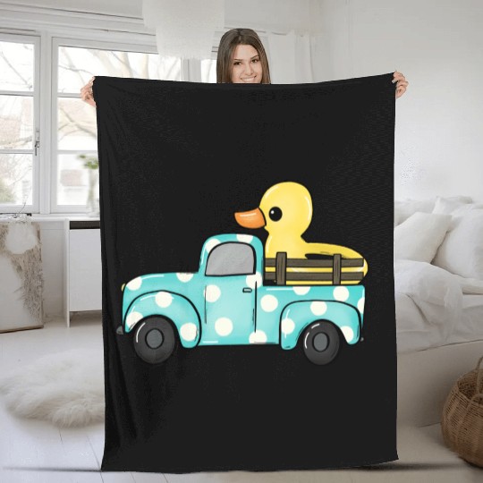 Duck Swimming Ring Fleece Blankets