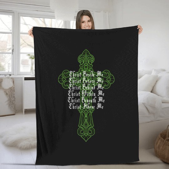 St Patrick's Day Celtic Cross Prayer Christian Att Fleece Blankets