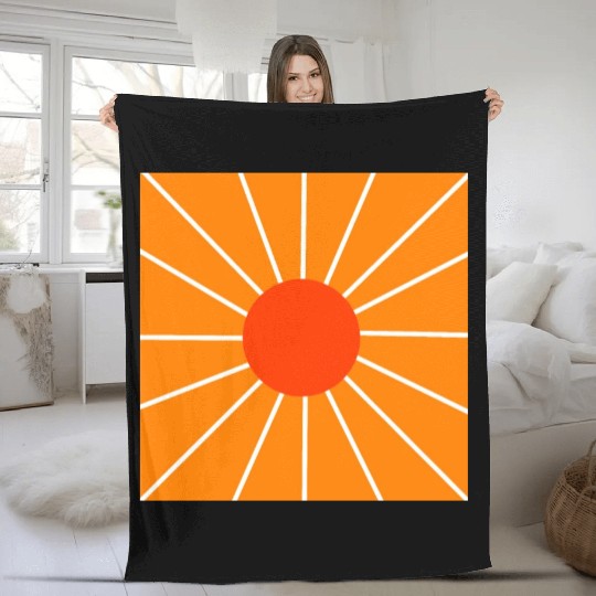 Retro sunset orange and yellow Fleece Blankets