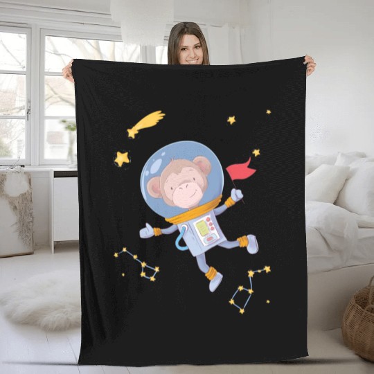 Astronaut Space Monkey Galaxy For Fleece Blankets