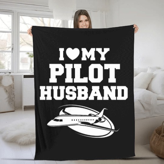 I LOVE MY PILOT HUSBAND Fleece Blankets