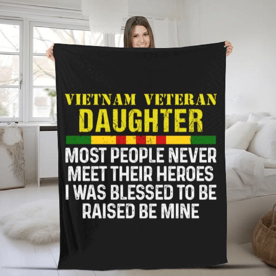 US Army Vietnam Veteran Daughter Fleece Blankets