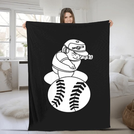 Kawaii Chibi Baseball Pitcher Fleece Blankets