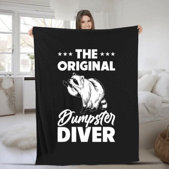 Raccoon Lover Trash Picking Dumpster Diving Trash Fleece Blankets