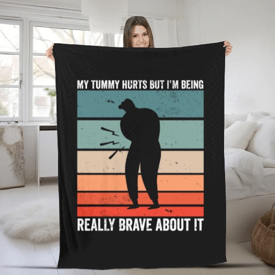 Funny Tummy Ache Survivor My Tummy Hurts Celiac Fleece Blankets