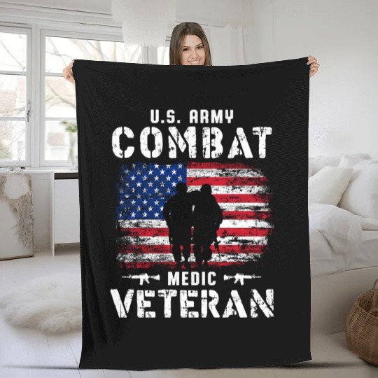 US Army Combat Medic Veteran Fleece Blankets