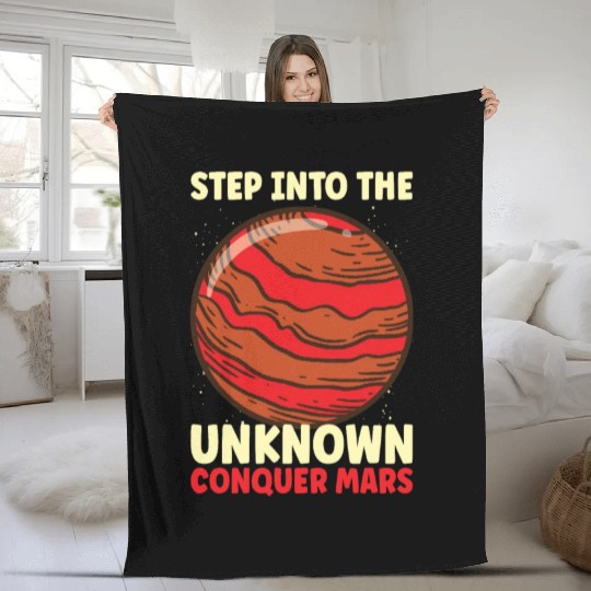 Mars Explore Astronaut Astronomy Solar System Fleece Blankets