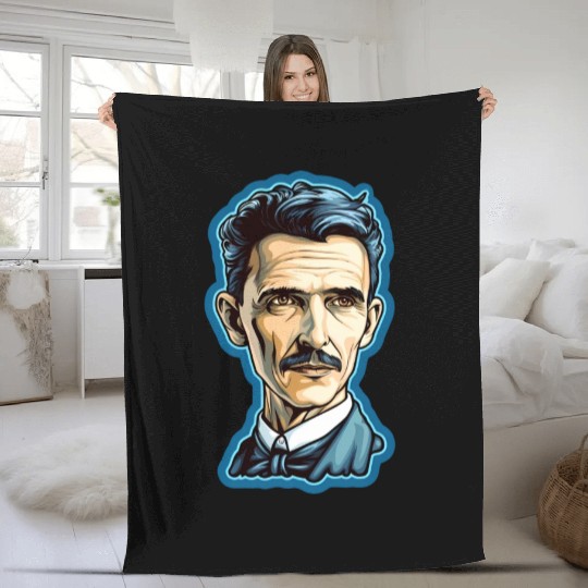Nikola Tesla Physics Nerd Geek Fleece Blankets