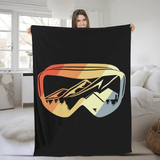 Vintage Snowboarding Fleece Blankets