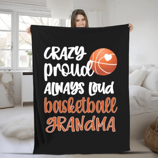 Crazy Proud Always Loud Baetball Grandma Baetball Fleece Blankets