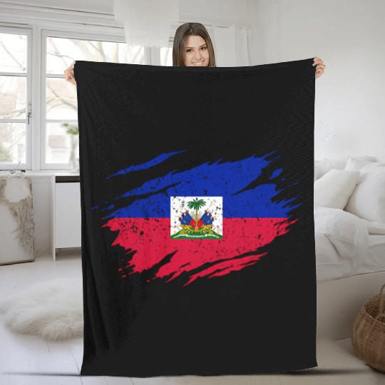Haitian Flag Haiti Pride Roots Fleece Blankets
