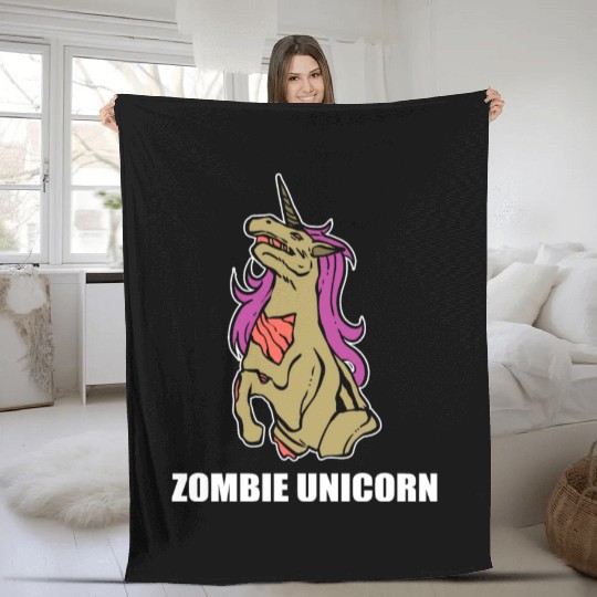 Zombie Unicorn Funny Cowboy Gift Fleece Blankets