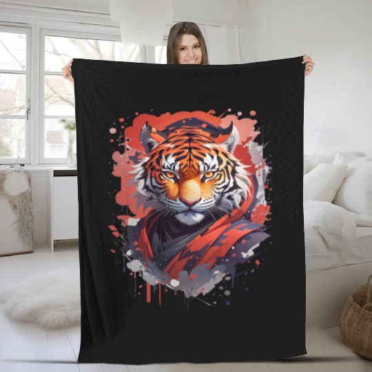Ninja Tiger Print Fleece Blankets