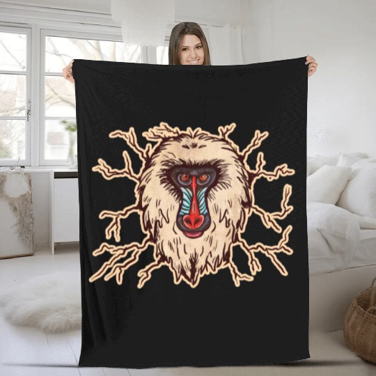 Baboon Monkey Face Fleece Blankets