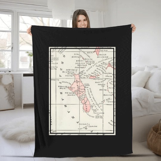 Vintage Andros Island Bahamas Map Fleece Blankets