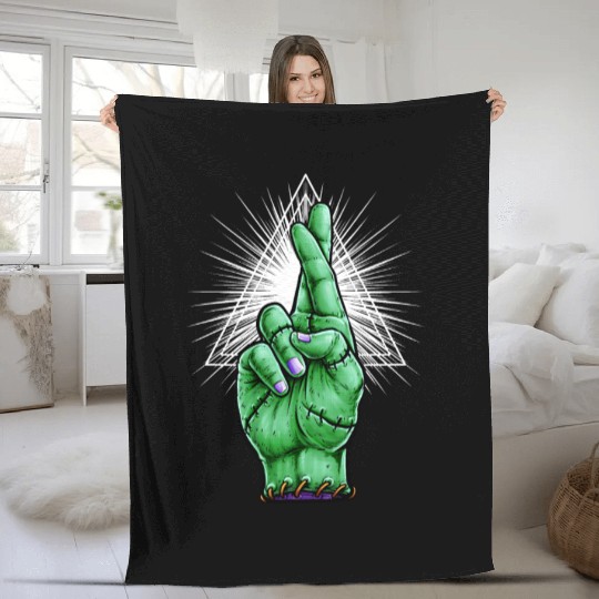 Zombie Fingers Crossed Fleece Blankets