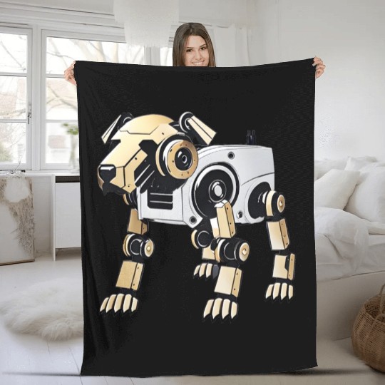 robot dog Fleece Blankets