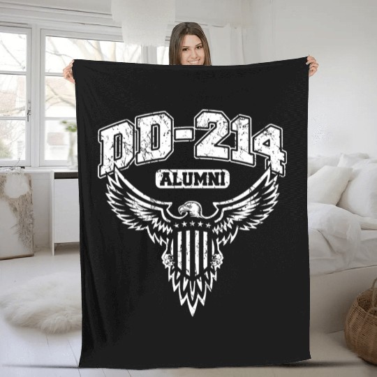 Dd 214 Alumni Military Veteran With Usa Eagle Fleece Blankets