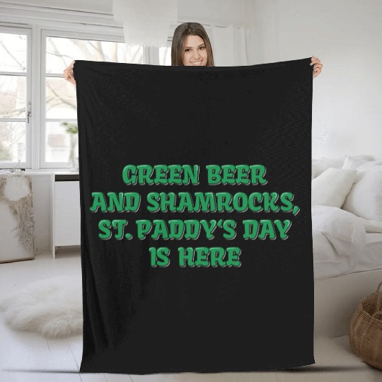 Green Beer And Shamrocks Fleece Blankets