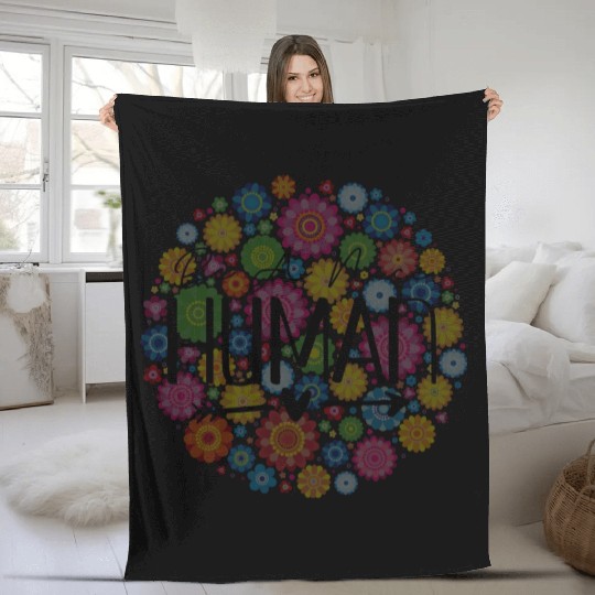 Be A Nice Human: Embrace Peace & Love Fleece Blankets