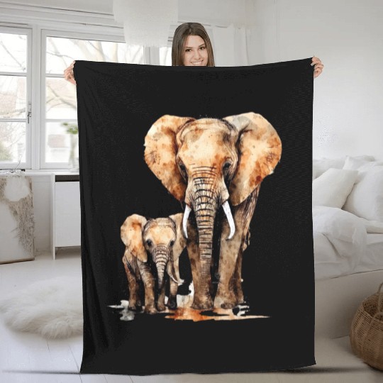 Strong Elephant with Elephant Kid for a Elephant Fleece Blankets