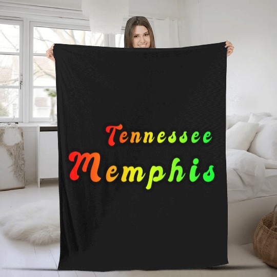 Memphis Tennessee rainbow design Fleece Blankets