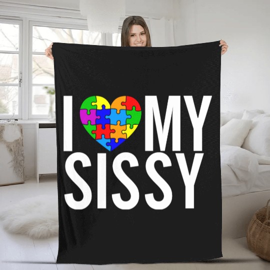 I Love My Sissy Fleece Blankets