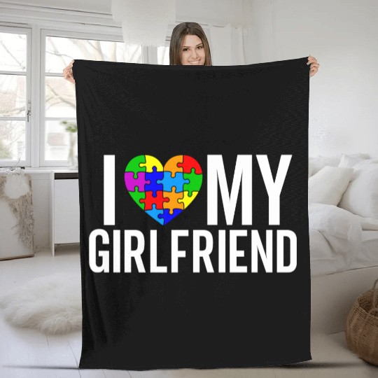 I Love My Girlfriend Fleece Blankets