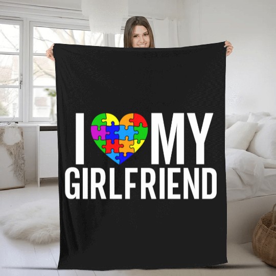 I Love My Girlfriend Fleece Blankets