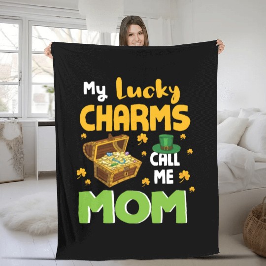 Gold Shamrocks Saint Patrick My Lucky Charms Call Fleece Blankets